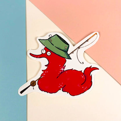 Worm on a String Fishing Sticker