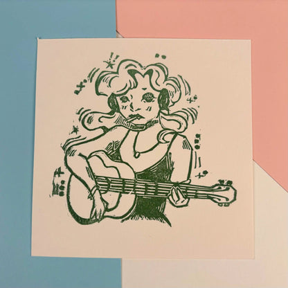Guitar Lady 80s Print