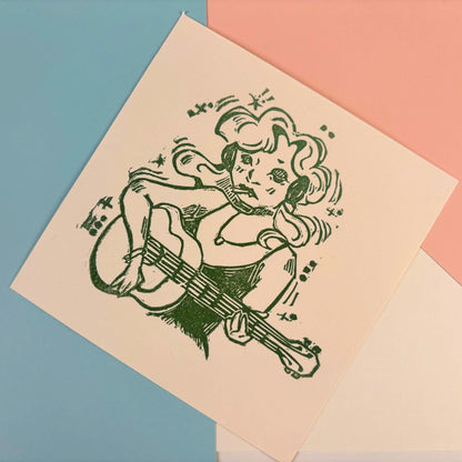 Guitar Lady 80s Print
