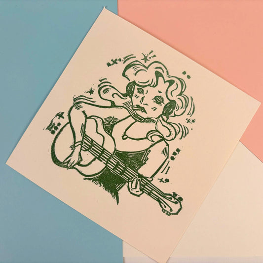 Guitar Lady 80s Print